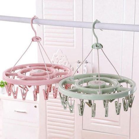 Étendoir à chaussettes portable - - 1 pièce avec 24 pinces - plastique - séchage linge et chaussettes (1/4)