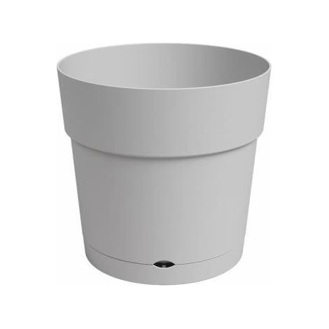 1 pot de fleurs rond LARGE, réservoir d'eau intégré, plastique léger, 30 cm, gris clair, usage intérieur/extérieur (1/5)