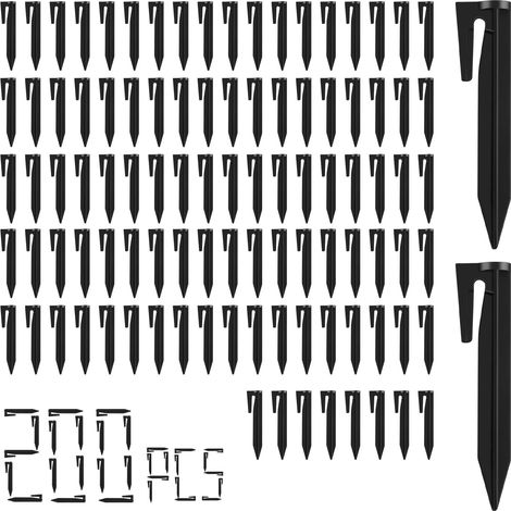 200 Pièces Piquet Robot Tondeuse, 8,5 cm, Espacement de 4,5 mm Piquet de Fixation, Noir Piquets de Terre, Fixation Câble Périphérique, Résistant aux Chocs, pour Jardin, Camping et Bâches (1/5)