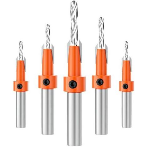 5 Forets Chanfreinés Bois HSS 10mm Mèche à Fraiser Conique, Tige Hexagonale pour Travail du Bois Précis et Rapide (1/4)