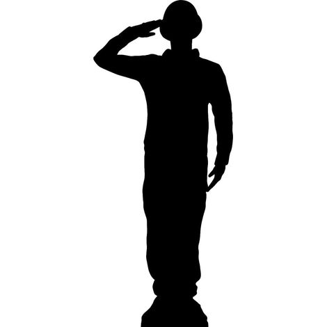 Figurine en carton Soldat qui fait le salut militaire style 2ème Guerre mondiale (silhouette - ombre) - 175 cm