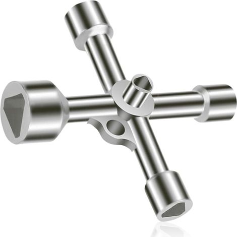 Llave triangular ZVD de 4 vías, 5 tamaños, diámetro interior: 7 mm, 10 mm, 12 mm, 13 mm y 18 mm, llave de uso general para cajas eléctricas, medidores de gas y agua, y cajas de gabinetes. (1/4)