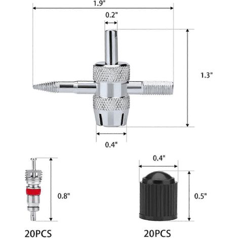 Kit d'outils de démontage de valve de pneu en 44 pièces