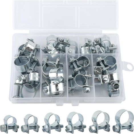 30 Pièces Colliers de Serrage pour Tuyau de Carburant, Réglable Collier Durite Essence, Colliers de Serrage pour Tuyau à Essence Diesel pour Mini Conduite de Carburant, Tuyau D'échappement (7-15mm) (1/5)