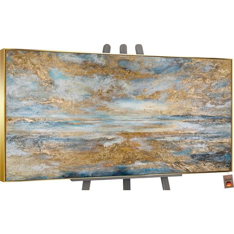 Gemälde Goldene Bucht Rahmen Gold 140x70 cm (1/5)
