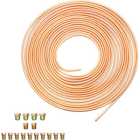 Conduites de frein de voiture en cuivre - 10 m - Diamètre : 4,75 mm - Avec 16 écrous - Kit de frein général pour voiture (1/5)