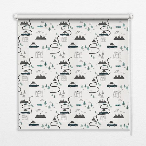 Innenrollo Fensterrollo - Rollo ohne Bohren - Sichtschutzrollo - Lichtdurchlässiges Rollo - Rechteckiges - Rollo - (150 cm x 140 cm) - Wald- und Bergpfadmuster