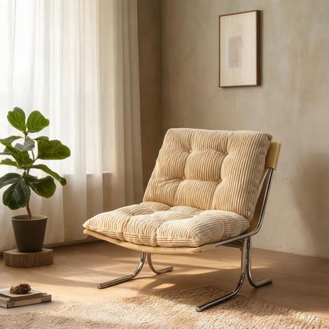 Fauteuil cream en chrome tissu 73,6 x 84 x 84,5 cm (1/5)