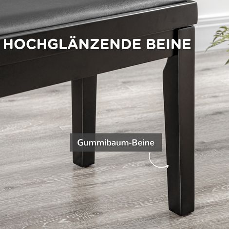Tabouret de piano, chaise de piano, réglable en hauteur, finition brillante élégante, similicuir + bois de caoutchouc, noir, 63 x 33 x 56 cm (1/5)