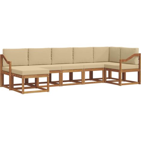 Ensemble de canapés d'extérieur 7 pcs Salon de jardin Naturel et Beige (1/5)