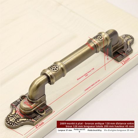 Schiebetürgriff im amerikanischen Scheunenstil, schweres antikes Messing, ohne Bohren für innere Holztüren und große Türen, verstärktes Modell 2889, 2er-Pack-lsw