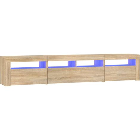 Mobile TV multimediale scaffale TV credenza TV sala da pranzo soggiorno camera da letto con luci a LED Rovere Sonoma 210 x 35 x 40 cm marrone 020026769