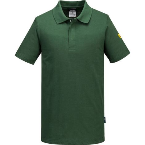 Polo ESD antiestático cuello acanalado, manga corta PORTWEST AS21 S Verde bosque