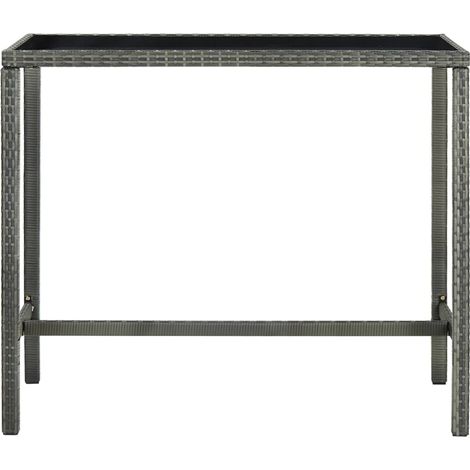 Vidaxl – Table bar de jardin en résine tressée et verre trempé – Dimensions 130x60x110 cm – Cadre en acier enduit de poudre – Résistante aux intempéries