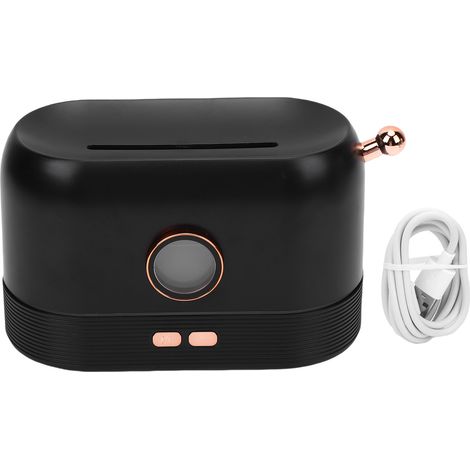3D Flame Essential Oil Diffuser Quiet Aromatherapy Diffuser Desktop Humidifier with Colorful Light for Home Bedroom Black (1/3)