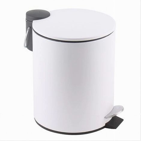 TRADE SHOP - Pattumiera Acciaio A Pedale 3lt Bidone Cestino Spazzatura Bagno Casa Bianco 87449 -