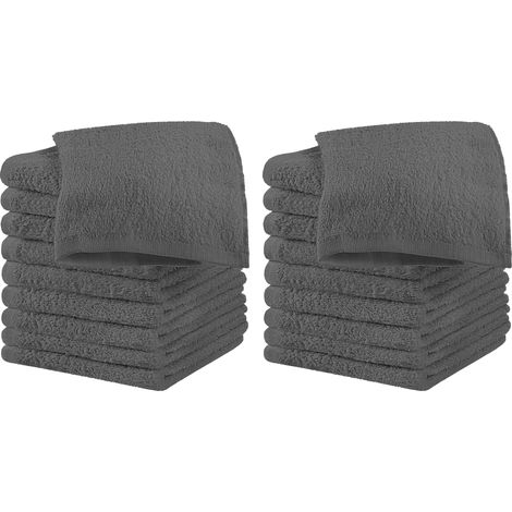 Set 18 Pezzi Lavette Asciugamani Viso Mani 100% Cotone 490 Gsm 30x30 Cm Bagno Bidet Vari Colori Morbide Assorbenti Asciugamano Spugna Ospite Smoke - 30x30 cm
