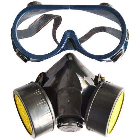 Masque de protection respiratoire réutilisable – Double filtration 97% – Lunettes de protection incluses – Pour peinture et travaux mécaniques (1/5)