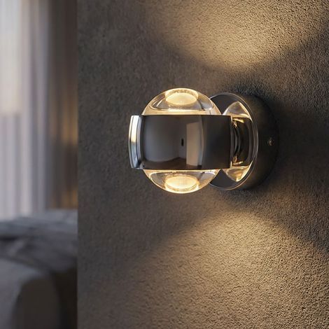 Applique murale LED Lampe de salon Chrome Sphère Verre UP & DOWN Salle à manger L 10 cm (1/5)