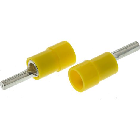 Connecteur à broches à sertir Isolé RS PRO, placage Etain, Dia. broche 2.8mm, Long. broche 10mm, Jaune 10AWG 6mm² 12AWG