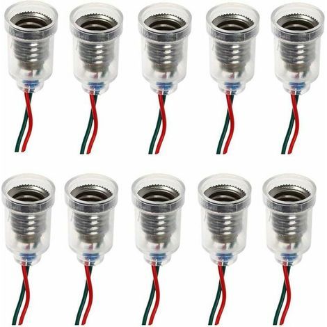 Lampes LED E10 Base de vis-à vis de petite bougie Ampoules Mont petites ampoules Porte-lumière de base avec fil Socket pour Home Expérience Test du circuit électrique Accessoires lumière 20cm (1/5)