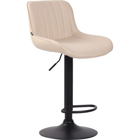 Sgabello da bar seggiolone x1 in PVC crema cuciture verticali supporto in metallo nero 100005099