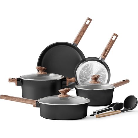 Ceramic Induction Saucepans and Pans 10 Pieces Black (1/5)