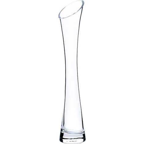 Petit vase de 25 cm de haut, mince et étroit, vases en verre à petit col transparent pour décoration de la maison, salon, bureau et centres de table, transparent (1/5)