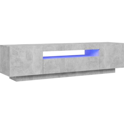 Meuble TV avec lumières LED Gris béton 160x35x40 (1/5)