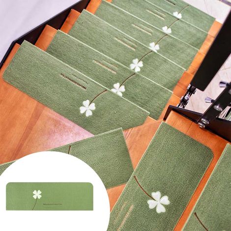 Tapis Anti-dérapant Pour Marches - Tapis Pour Escalier Auto-adhésif - Polyester - 22 x 4,5 x 70 cm - Vert ou Kaki - 1 Pièce (1/5)