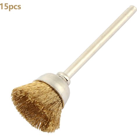 Ortviai Brosse à polir en fil de cuivre pour outil rotatif – 15 pièces, tige 3 mm, diamètre 15 mm (1/5)