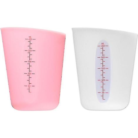 Ensemble de tasses à mesurer flexibles en silicone pour époxy, beurre, chocolat et plus encore - 2 tasses à presser et à verser - Lavable au lave-vaisselle - Mesures standard et métriques - 250 (1/4)