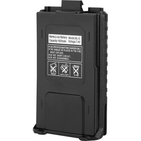Batterie Li-ion 7,4 V 1800 mAh pour talkie-walkie Baofeng UV-5R UV-5RE DM-5R Plus BL-5 (noir) (1/5)