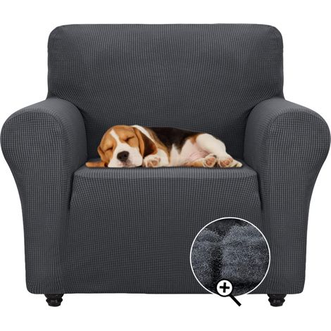 ZNSAYOTX Super Stretch Stuhlüberzug Universal Sofa- und Stuhlüberzüge für Wohnzimmer Hunde Haustiermöbelschutz Spandex-Sesselüberzüge mit Anti-Rutsch-Schaumstoffstäben (Dunkelgrau, Stuhl) (1/5)