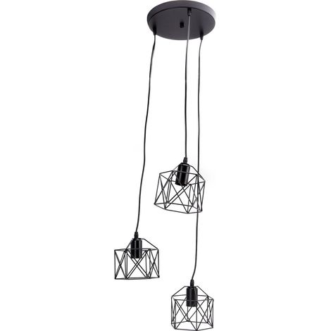 Paralume a sospensione antico – metallo E27 – 3 teste – stile retrò unico – bar/casa – 85-240V