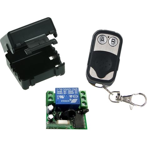 Module de commande radio à distance 1 canal 433 MHz CC 12 V pour maison connectée, comprenant un récepteur relais, un émetteur et une télécommande universelle, ainsi qu'un émetteur RF 1527. (1/5)