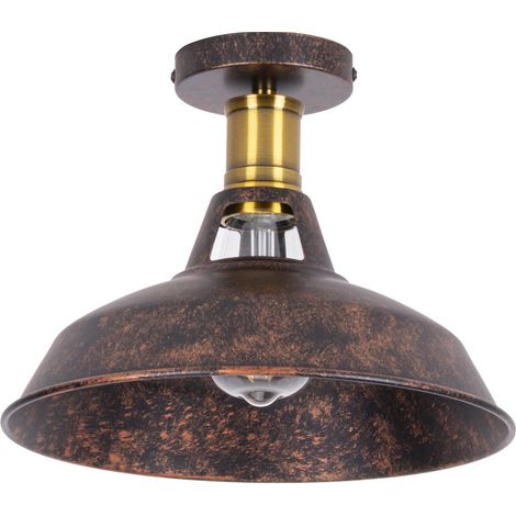 Stoex – Plafonnier rétro en fer métallique E27 – 27cm diamètre, 12cm hauteur – Luminaire vintage pour café, chambre, restaurant