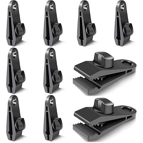 10 Stück Planenclips, Planenbefestigungen, Planenhaken, winddichte Campingzeltclips, sonnenbeständige winddichte Clip-Zubehörteile (Schwarz) (1/5)
