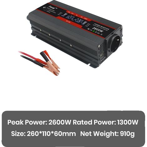 Onduleur, Caractéristiques de sécurité robustes, Design compact, 2600W 12V noir (1/2)