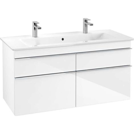 Mueble de baño, 1153 x 590 x 502 mm, modelo suspendido, en madera Blanco brillante (1/4)