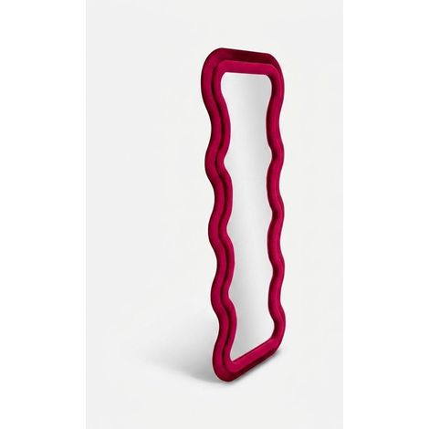 Wandspiegel Emily mit gewelltem Samtrahmen - Fucsia (1/5)