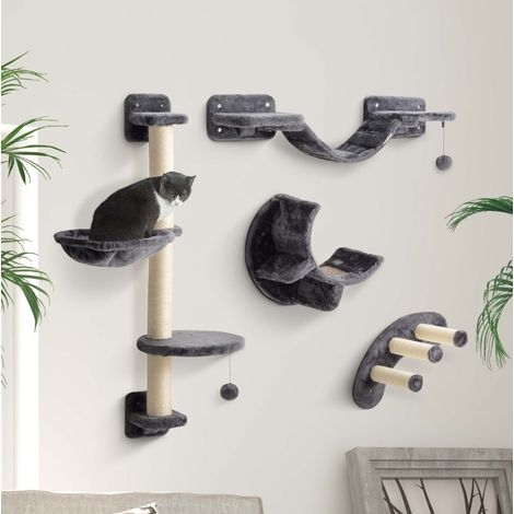 Rascador de pared para gatos 4 piezas con hamaca OKMYHOME (1/3)