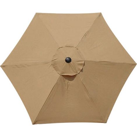 Auvent de rechange pour parasol - Protection solaire et pluie - 3 m de long, 6 baleines - Auvent seul, mât non inclus - Polyester - Kaki (1/3)