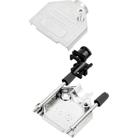 Capot SUB-D 9 pôles encitech DTZK09-PCBK-K 6560-3105-01 tout en métal 180 ° argent 1 pc(s) (1/3)