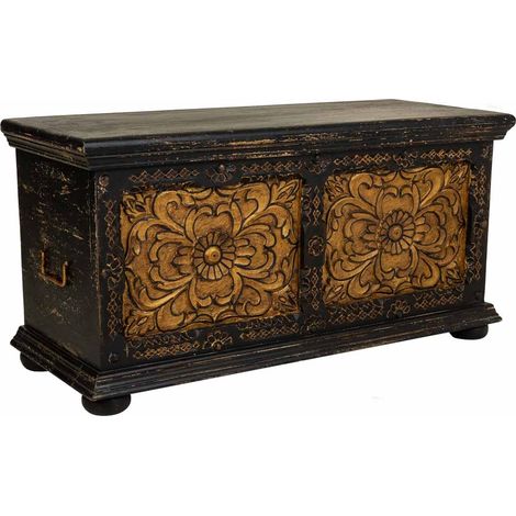 Baúl de Madera artesanal negro 101x40x47 (1/4)