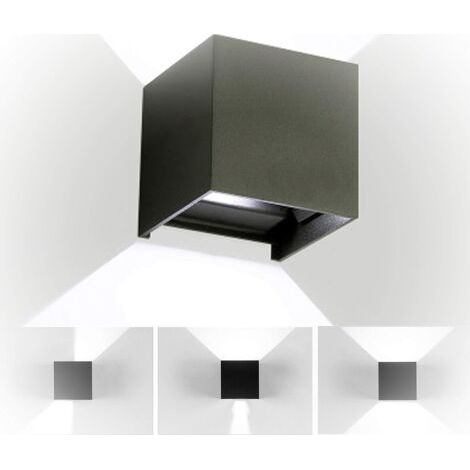 royaluxe- 12W Applique Murale Led Noir Lampe Murale Carrée D'Intérieur Applique Murale Aluminium Moderne Pour Chambre À Coucher, Cuisine, Blanc Froid (1/5)