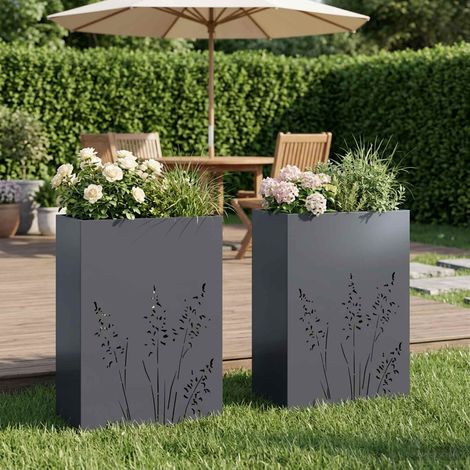 vidaXL Macetero de Jardín 2 uds. Gris antracita 50 x 30 x 75 cm (1/5)