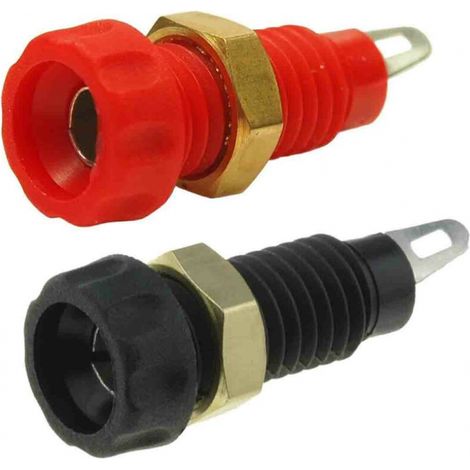 BEBUSINGOTO Conector banana hembra de 4 mm, color negro y rojo, 10 A, 30 V CA, 60 V CC.