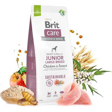 Brit Care Dog Sustainable Junior Grande Race avec poulet et insectes 1 pc.