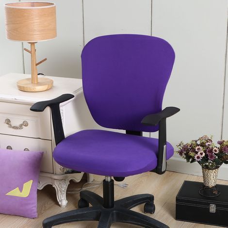 TAISHENGDA-Housse De Chaise Amovible De Style Extensible Moderne - Housse De Chaise Amovible Et Résistante Pour Chaise De Bureau Rotative Chaise Pivotante Chaise, (Fauteuil Non Fourni) - Violet (1/5)
